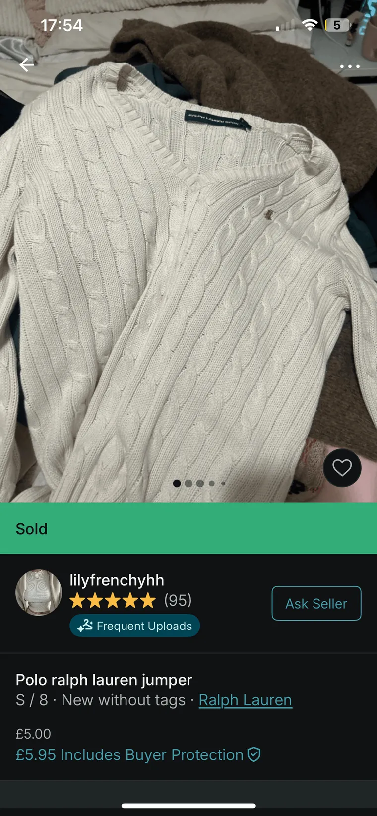 Ralph Lauren White RL Cable Knit bought
